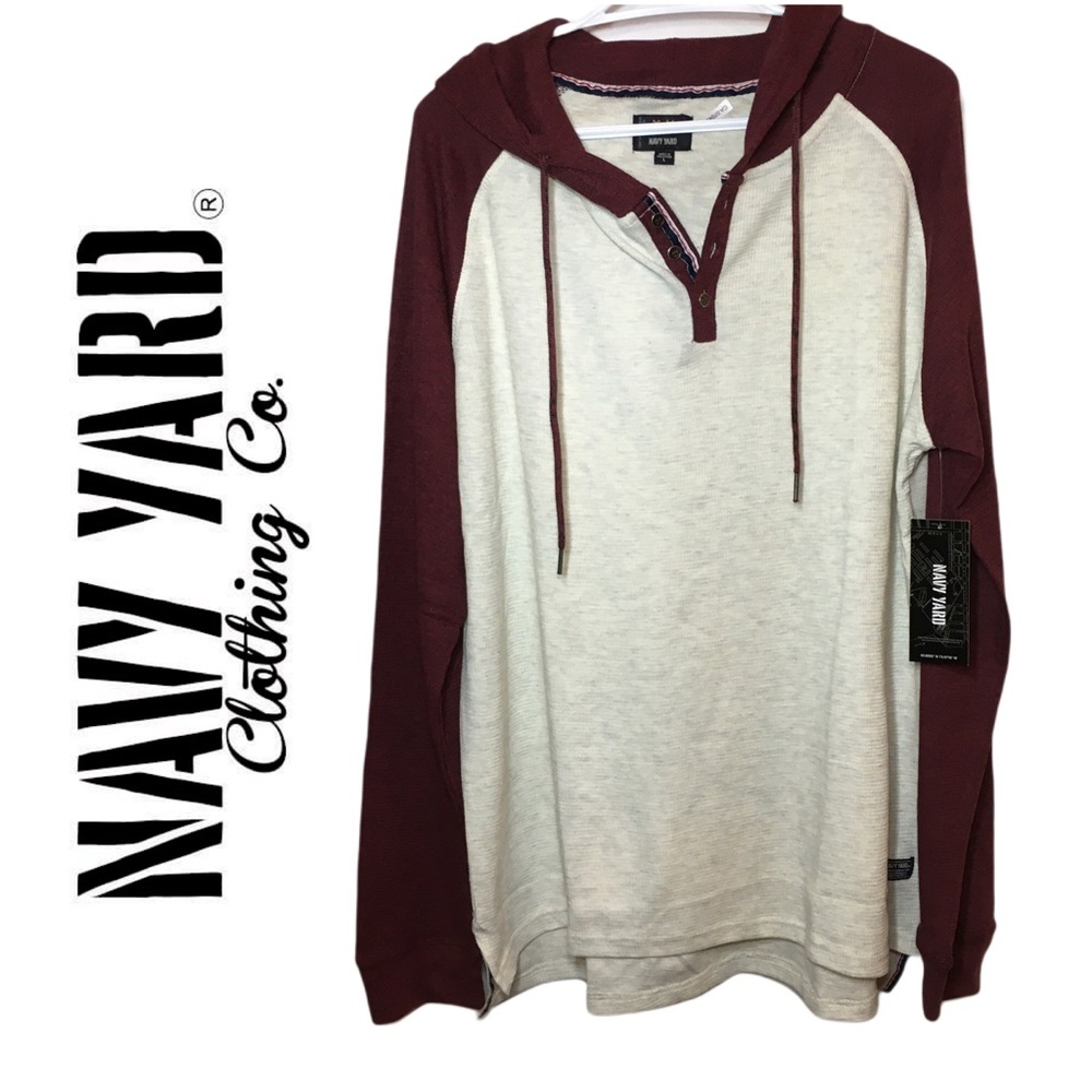 Navy Yard Comfy Long Sleeve Hoodie White & Red Bunny Hug Size Large